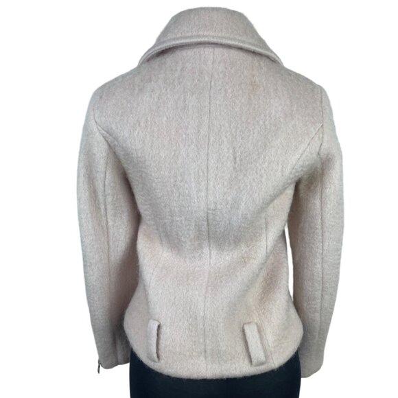 Express Womens Light Pink Wool-Blend Moto Jacket Stylish Zipper Size XS - New - Picture 3 of 11